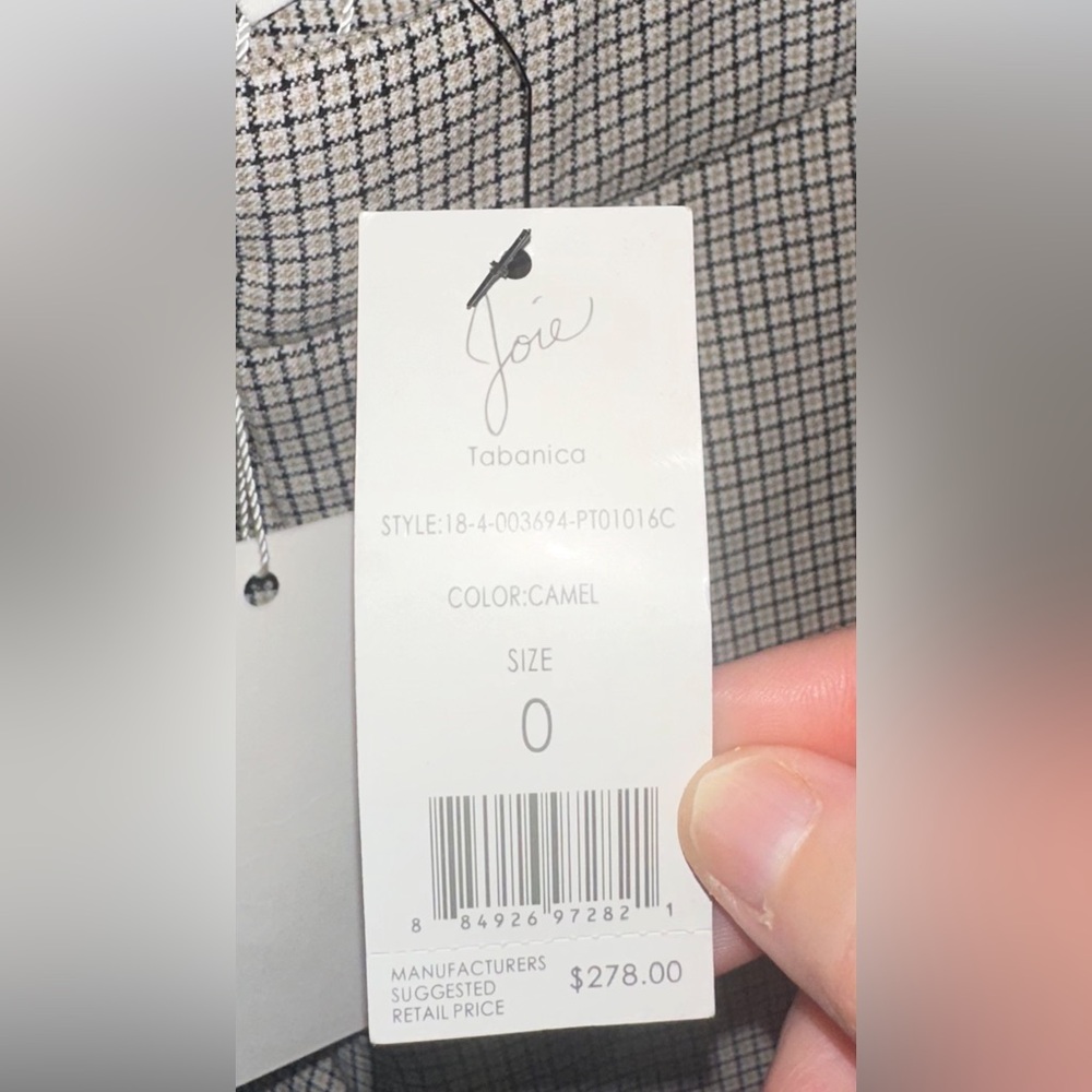 Joie Tabanica Plaid Straight Leg Dress Pants Camel Size 0 (XS) New with tags - Picture 14 of 15
